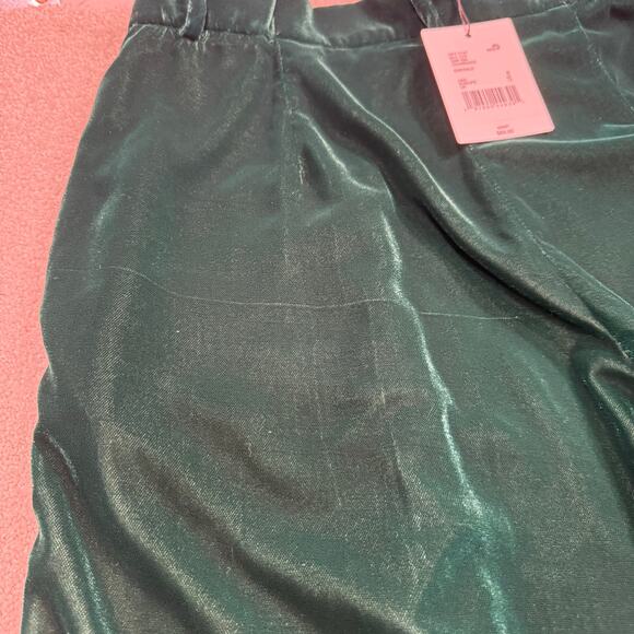 Gibson Latimer NWT Velvet Trousers Emerald Green High Rise Wide Leg 8 Holidays - Picture 10 of 15